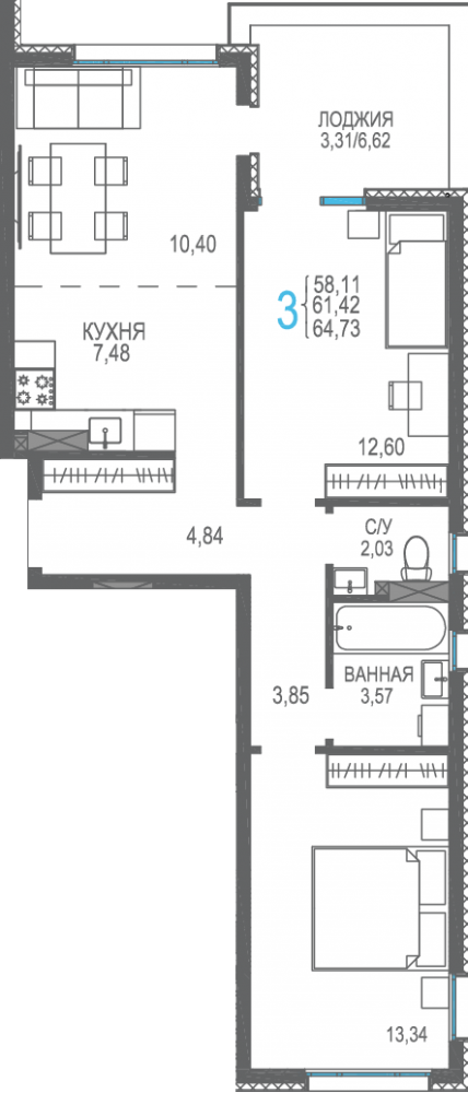 179 3к сек4 4эт 64,73кв