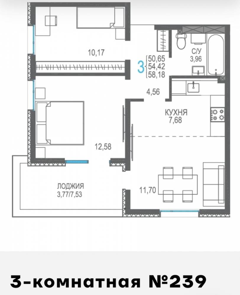239 сек5 5эт. 58,18кв