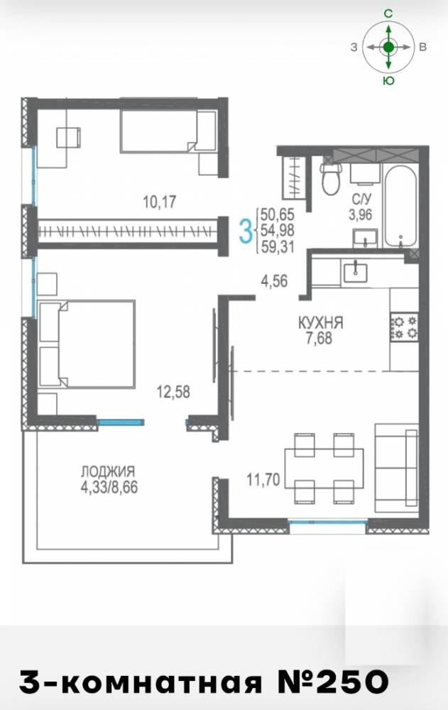 250 3к сек5 6эт 59,31кв