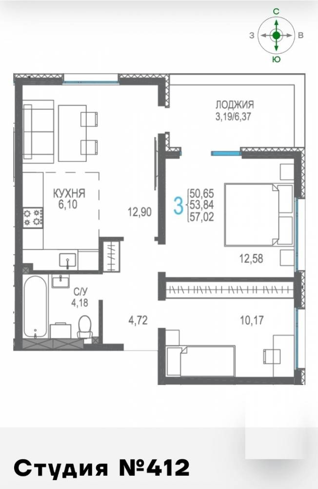 412 3к сек7 6эт 57,02