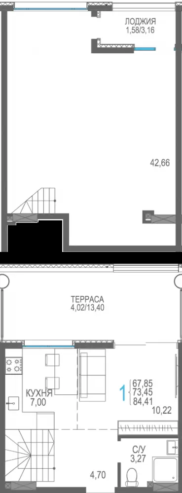 131 двухуровн сек2 8эт 84,41кв