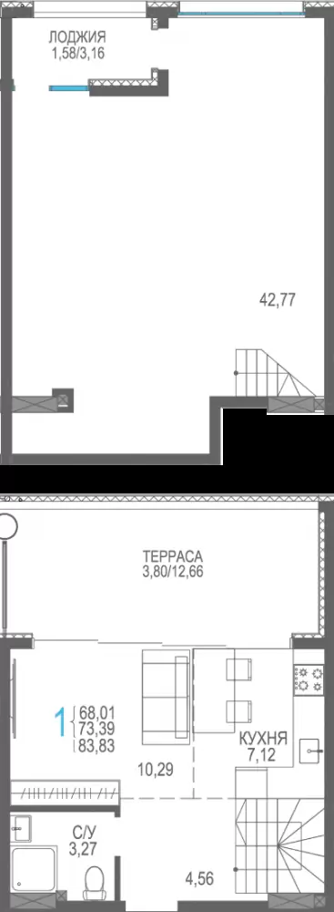132 двухуровн сек 2 8эт 83,83кв