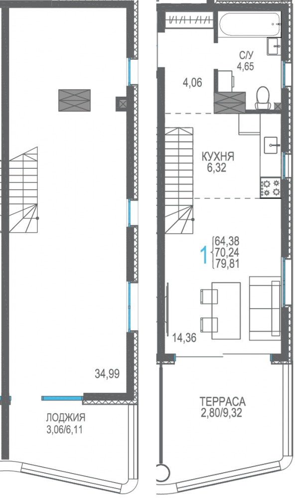 255 двухуровн сек5 8эт 79,81кв