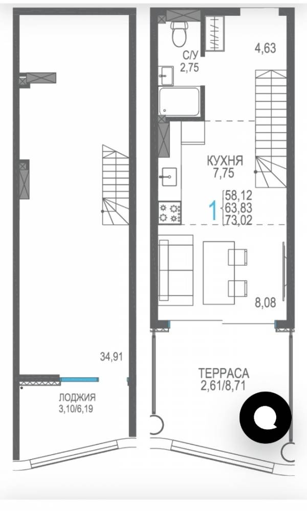 256 двухуровн сек 5 8эт 73,02кв