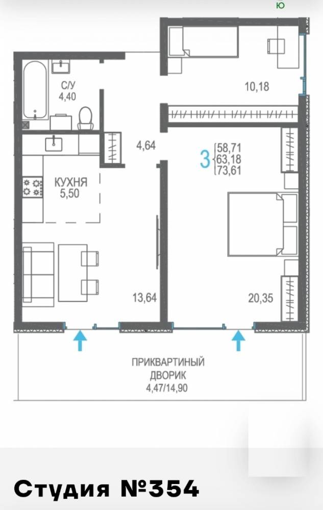 3к 354 сек 7 1эт 73,61кв
