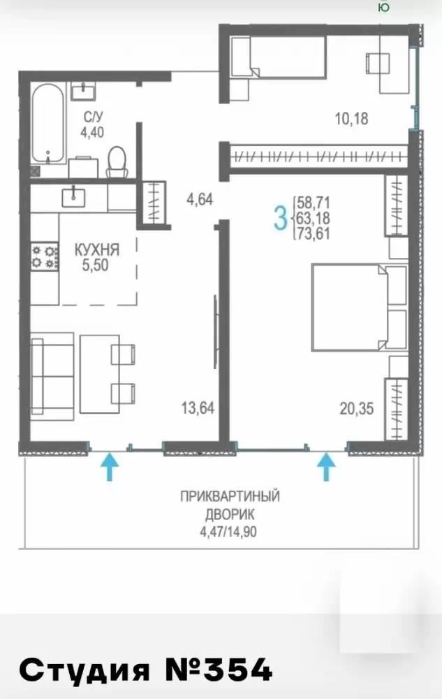 3к 354 сек 7 1эт 73,61кв