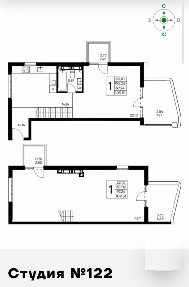 122 двухуровн сек2 8эт 109,51кв