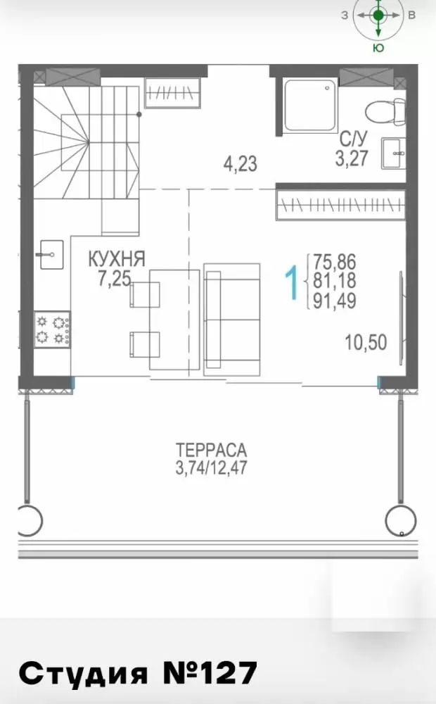 127 двухуровн сек 2 8эт 91,49кв