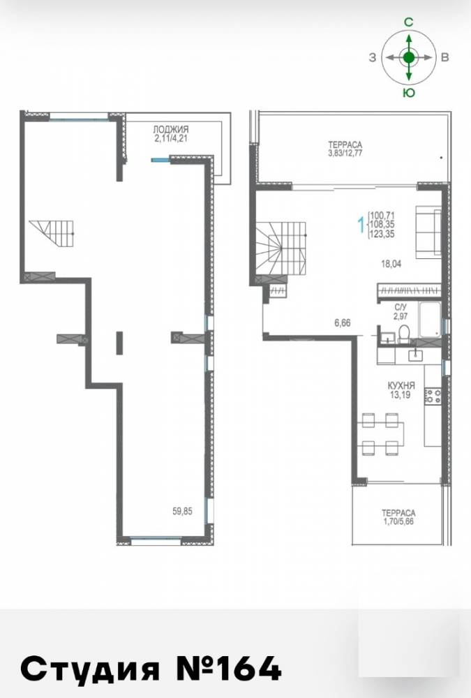 164 двухуровн сек3 10эт 123,35кв