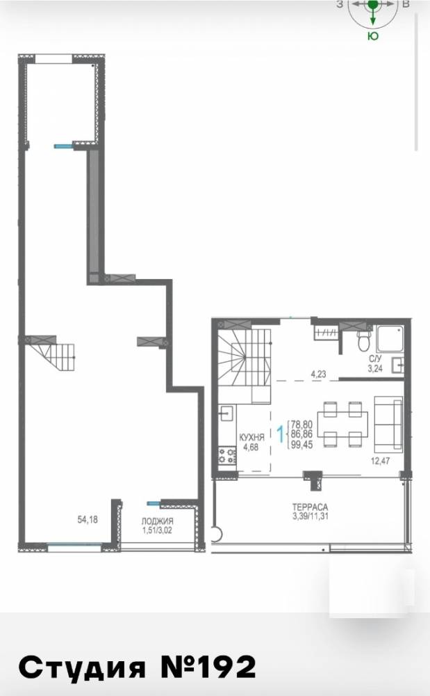 192 двухуровн сек4 8эт 99.45кв