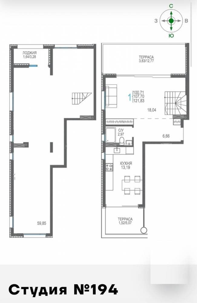 194 двухуровн сек4 8эт 121,83кв