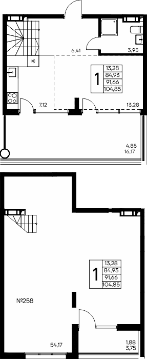 258 двухуровн сек5 8эт 104,85кв