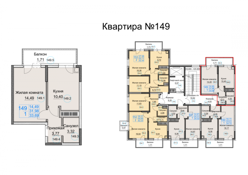 квартира149 дом1 под3 1к 5эт 33,69кв