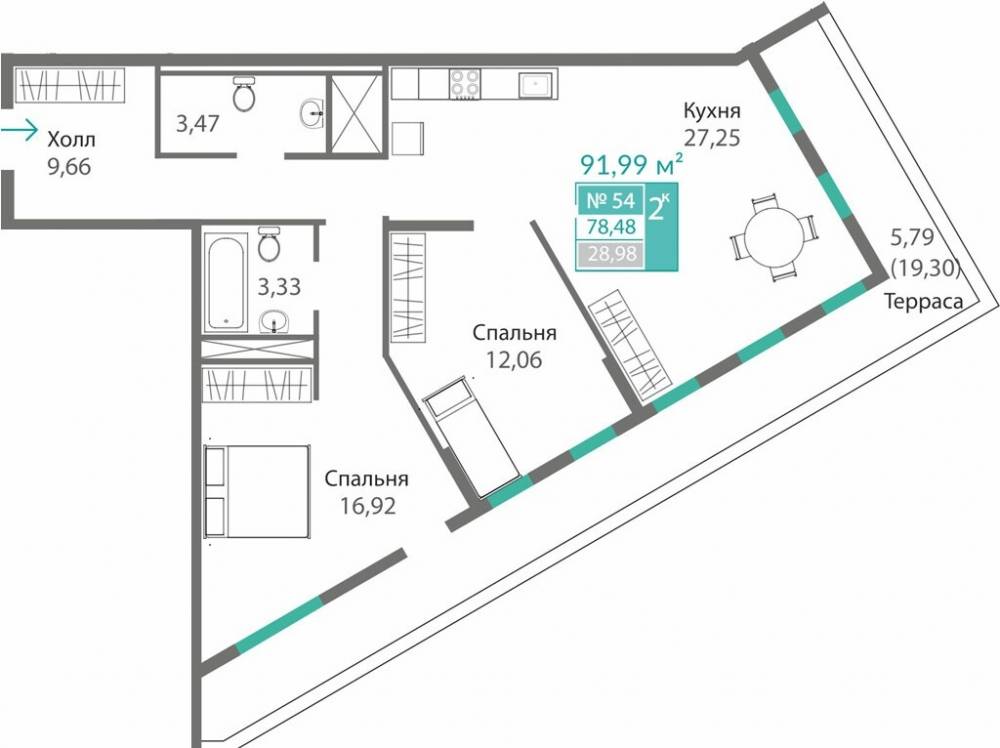 планировка кв 54