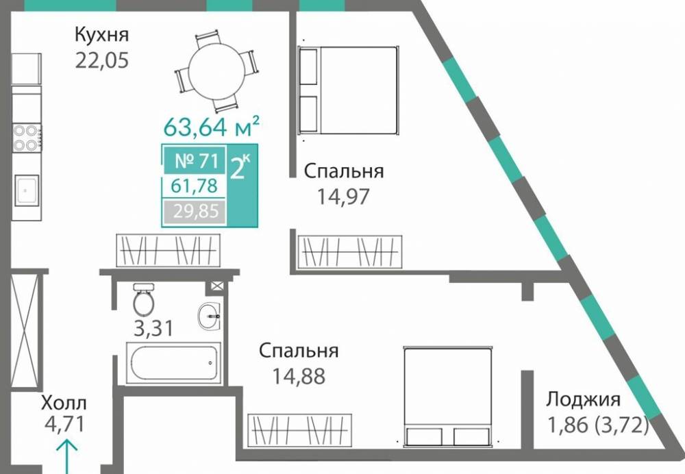 планировка кв 71