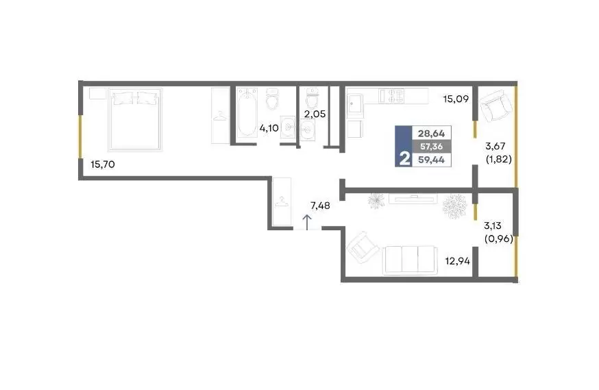 2к.кв сек 3.1п.1-59,44 м.кв